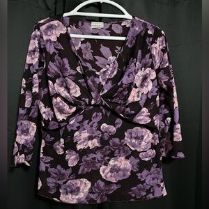 3/4 sleeves, floral blouse, size XL.